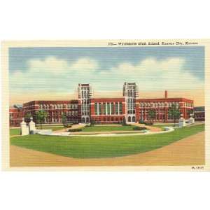  1940s Vintage Postcard Wyandotte High School   Kansas City 