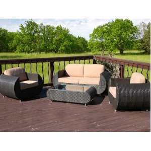  Savannah Outdoor Beaufort Wicker Conversation Set Patio 