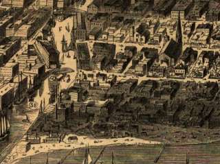 1871 Birds eye map of Chicago before great fire  