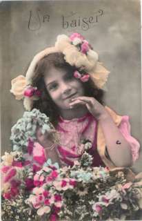 TINTED PHOTO BEAUTIFUL CHILDREN MAILED IN 1909 M19422  