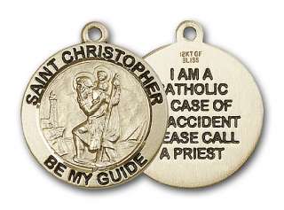 12K Gold fill Saint Christopher I Am Catholic 1 Medal  
