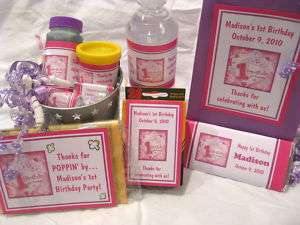 1st Birthday Princess PDF CD w/ Favor Tags Water Candy Bar Popcorn 