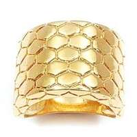 Bijoux Bague Large Nid dAbeille Plaqué Vermeil et Laminé Or 18K