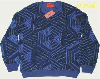   Couture Collectable fabulous 2 ply wool blue patchwork sweater