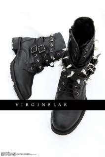 vb HOMME Spike Studded Belted Military Boots Rock 1QA  