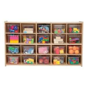  20 Tray Wooden Storage Unit Assembled and with Clear Trays Baby