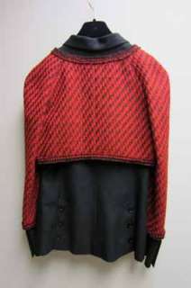   Crop Red Tweed Jewel Double Jacket 40 Tux Boyfriend NWT 2011A  