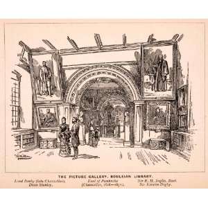  1900 Wood Engraving Picture Gallery Bodleian Library 