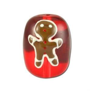   Red Hand Painted Gingerbread Man Lampwork Beads Arts, Crafts & Sewing