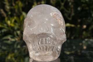 Tibetan Clear Quartz Rock Crystal Carved Crystal Skull，rainbows 