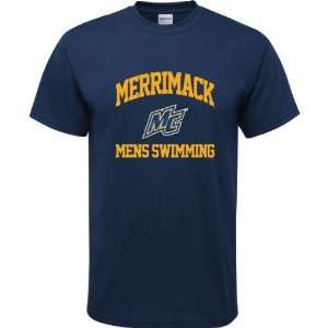  Merrimack Warriors Navy Youth Mens Swimming Arch T Shirt 