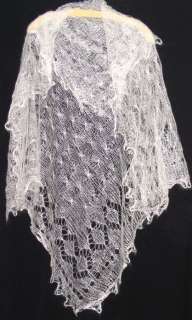Russian Orenburg Lace Knitted Shawl #2056 WHITE  