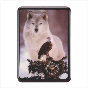  Spirit Of The Wild Wall Clock Majestic Wolf And Eagle 