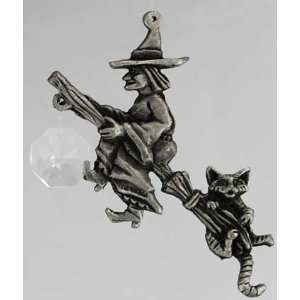  Pewter Witch & Cat Sun Catcher 
