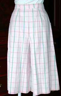 Authentic   LACOSTE France   Pink plaid cotton long shorts pants   Sz 