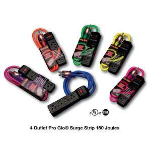  Pro Glo® Portable 4 Outlet Surge Strips Blue: Electronics