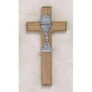  6 Chalice with Host Eucharist Oak Wall Cross First Holy 