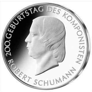 GERMANY 10 EURO KM 288 UNC SILVER COIN Robert Schumann 2010  