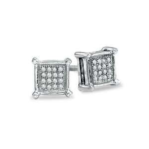 Mens Diamond Accent Pavï¿½ Square Earrings in Sterling Silver SOLD 