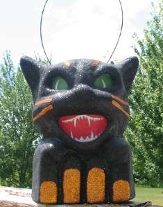 Bethany Lowe Glittered Black Cat on Fence Paper Mache  