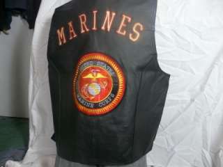 Men XL Marine Motorcycle Leather Vest Vests Jackets NWT  