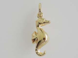 Cute 18k. Yellow Gold 3 Dimensional Sea Horse Charm, New.  