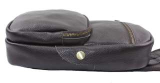 Mens Genuine Leather Sling Shoulder Bag Backpack Brown  
