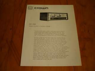 CROWN OC 150 CONTROL CENTRE ORGINAL SALES BROCHURE  