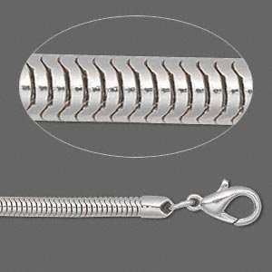  #30983 Bracelet, imitation rhodium plated brass, 3.2mm round snake 