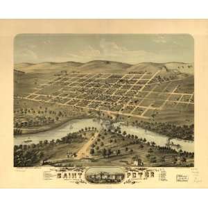  1870 Birds eye map of Saint Peter, Minnesota