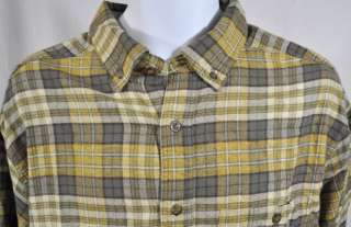 NEW Woolrich Trout Run Mens Long Sleeve Yellow Gold Gray Plaid Flannel 