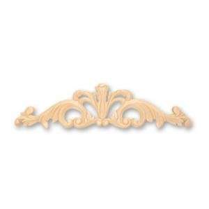 Hand Carved Hard Birch wood Acantus Style Applique, 15 1/2W X 4 3/4H 