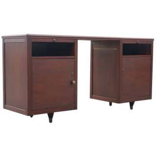 5ft Vintage Wood Kneehole Credenza Cabinet Desk  