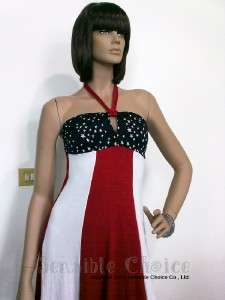 USA Wonder Girl Star Costume Party Halter Maxi Dress S M L XL 2X 