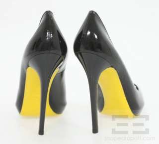   McQueen Black Patent Leather Heart Cut Out Lucy Heels Size 39C NEW