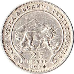   Uganda Protectorates 25 Cents Silver Coin Lion KM#10: Everything Else