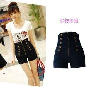 2012 Womens Double Breasted Zipper Vintage High Waist Shorts Jeans 