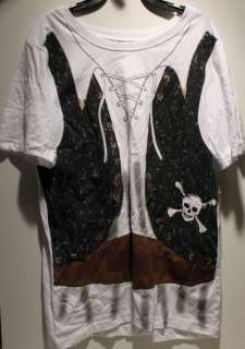 PIRATE T SHIRT COSTUME Mens Halloween Buccaneer Easy Simple Dress up 
