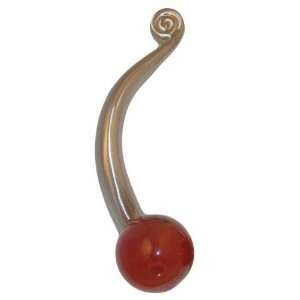 Left Facing Carnelian Myterra Gemstone 4 Cabinet Pull in Satin Nickel 