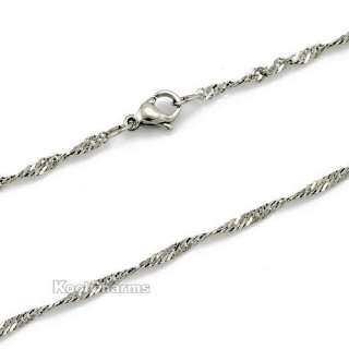Fashion Woman 2MM Wavy Style 316L Stainless Steel Necklace Chain KN75 