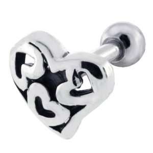   with Hearts Sterling Silver Cartilage Piercing Earring Stud: Jewelry