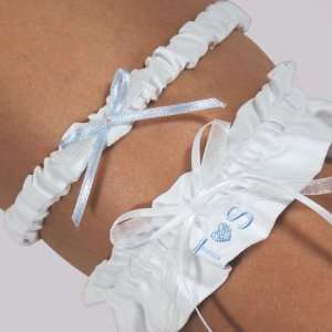  Personalized Love Initials Wedding Garter in White: Home 