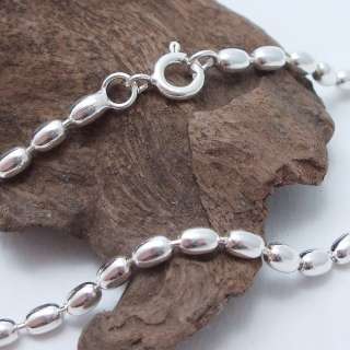 3mm Shinny Rice Seed Bead Sterling Silver Necklace 18  