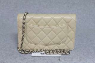   On a Chain Beige Light Clair Caviar Leather WOC Bag New 2012C  