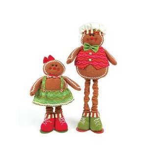 Set of 2 Candy Crush Fabric Christmas Stretching Gingerbread Figures