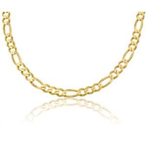  14K Solid Yellow Gold Figaro Link Chain Necklace 7mm Wide 