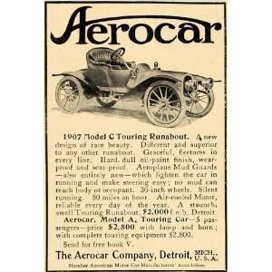   Ad 1907 Model C Touring Runabout Aerocar Vehicle   Original Print Ad