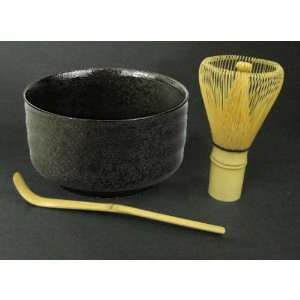 Tea Ceremony Set Bowl and Whisk Grey/Black  Kitchen 