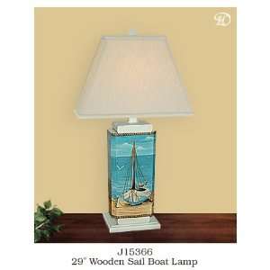 Nautical Beach Decor Wooden Sailboat Lamp 29 H:  Kitchen 