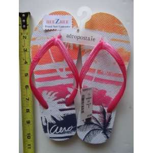  AEROPOSTALE WOMENS SZ 8 WHITE/PINK RUBBER FLIP FLOPS 